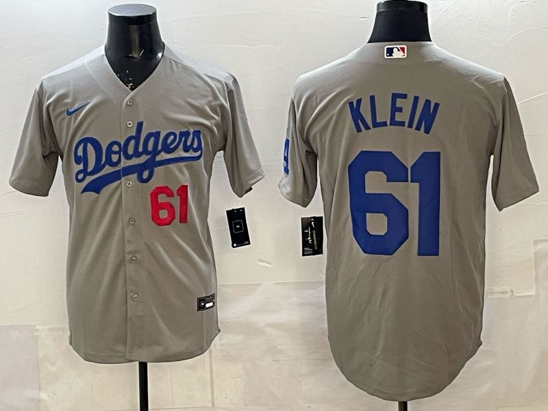 Men 2025 Nike Los Angeles Dodgers #61 Klein Grey Game MLB Jersey 05
